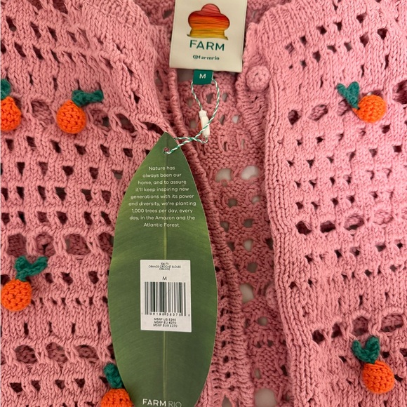 FARM Rio Pink and Orange Cardigan Sweater with Playful Embellishments - Picture 4 of 6
